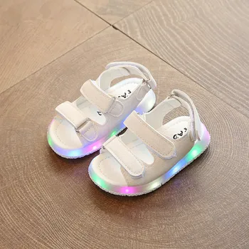 

Child Baby Girls Sandals Fashion Summer Kids Sandal Flat With led lights Boys Cut-Out Princess Cute Flash Hollow Shoes Size21-30