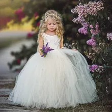 Платье с цветочным узором для девочек, цвет слоновой кости, винтажное платье на день рождения, выпускной, бальное платье для детей, ytz343(1