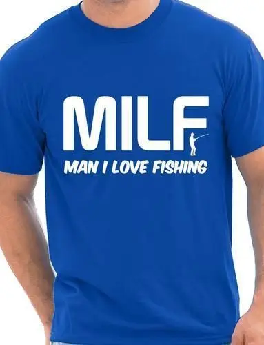 Cool Tees  Crew Neck Create Milf Man I Love Fishinger Hobbiesports Short-Sleeve Premium Mens Tee Shirts