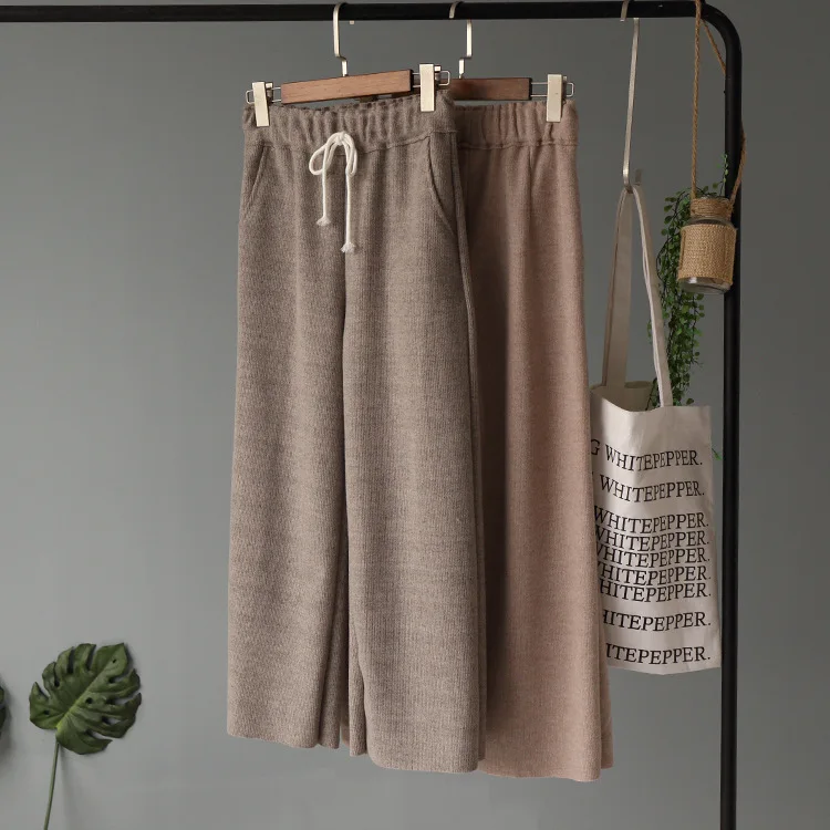 Sweatpants جديد الحقيقي السراويل بالازو المرأة شحن مجاني 2019 الخريف والشتاء نوعية جيدة الخصر التخسيس الساق واسعة السراويل المد