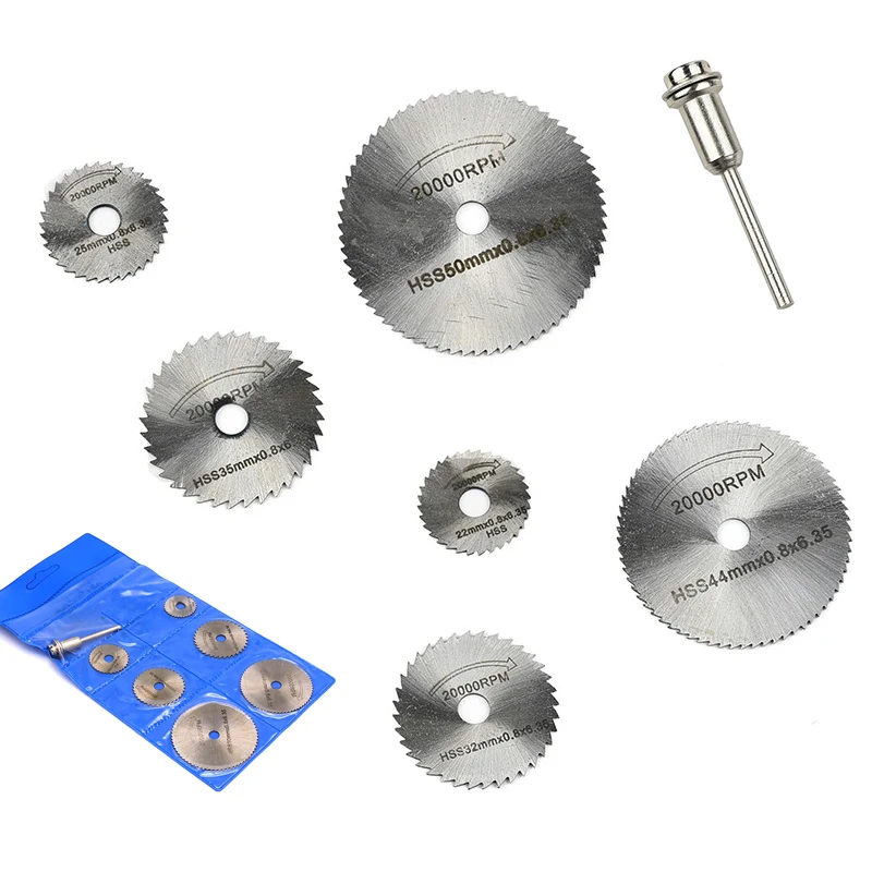 

7pcs Mini HSS Circular Saw Blades Rotary Tool For Rotary Metal Cutter Power Tool Set Wood Cutting Wheel Discs Wood Saw Blade Set