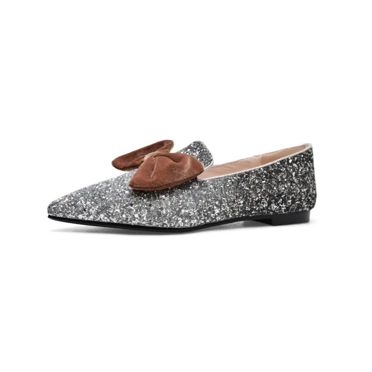 Glitter ef09743 5 Femme Bleu Plat Taille Nouveau ef09742 Initiale Argent 4 10 Pointu Ef09741 Noir Us Magnifique Bout ef09744 Appartements Chaussures Femmes Blanc L'intention PBXq6xHw