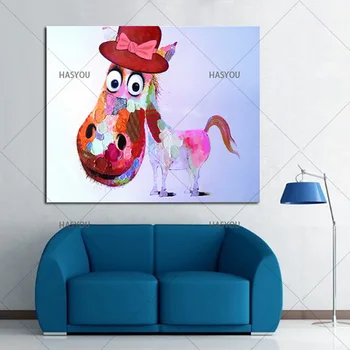 

Canvas Painting Horse Pictures Oil Painting Abstract Quardro Lovely pony Wall Art For Office Decoration Home Wall Decor Handmade