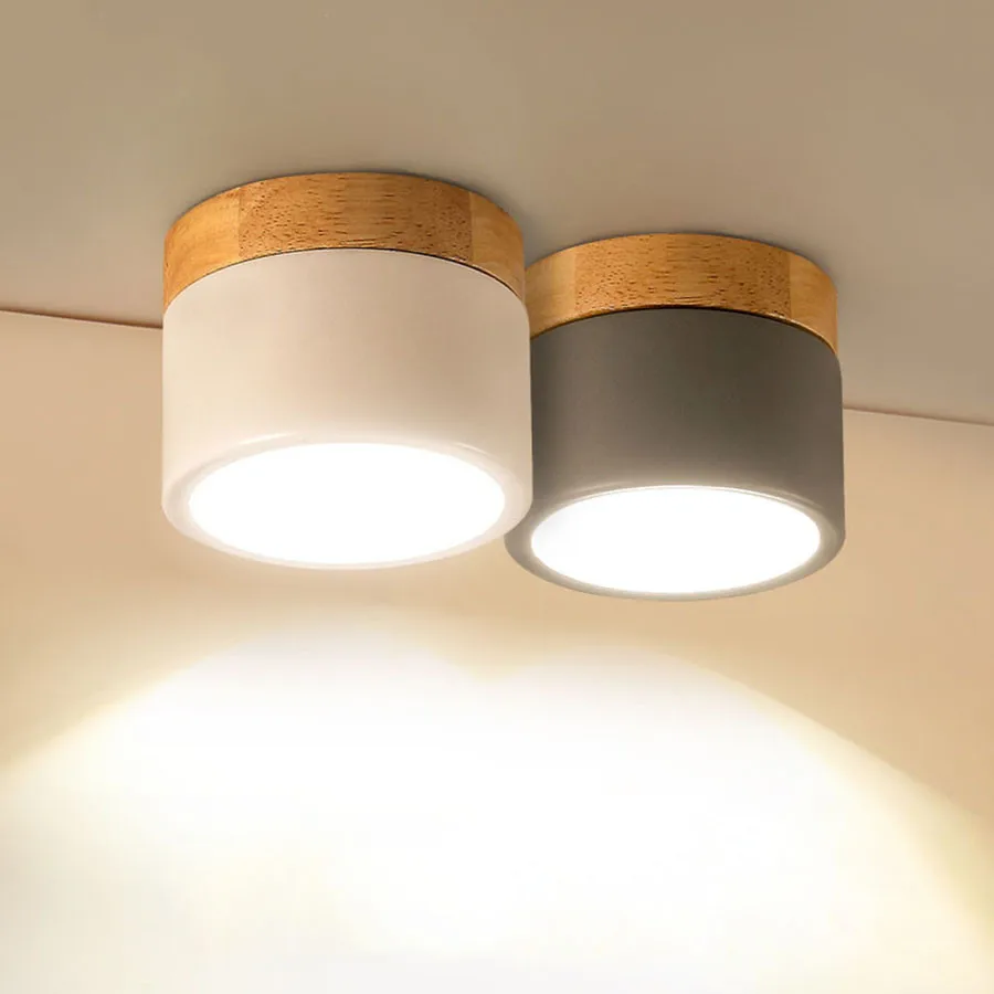 Thrisdar 7 Вт 12 Вт скандинавский деревянный поверхностный монтируемый светодиодный светильник для кухни спальни коридора Светодиодный точечный потолочный светильник