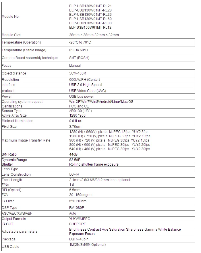ELP-USB130W01MT-RL12