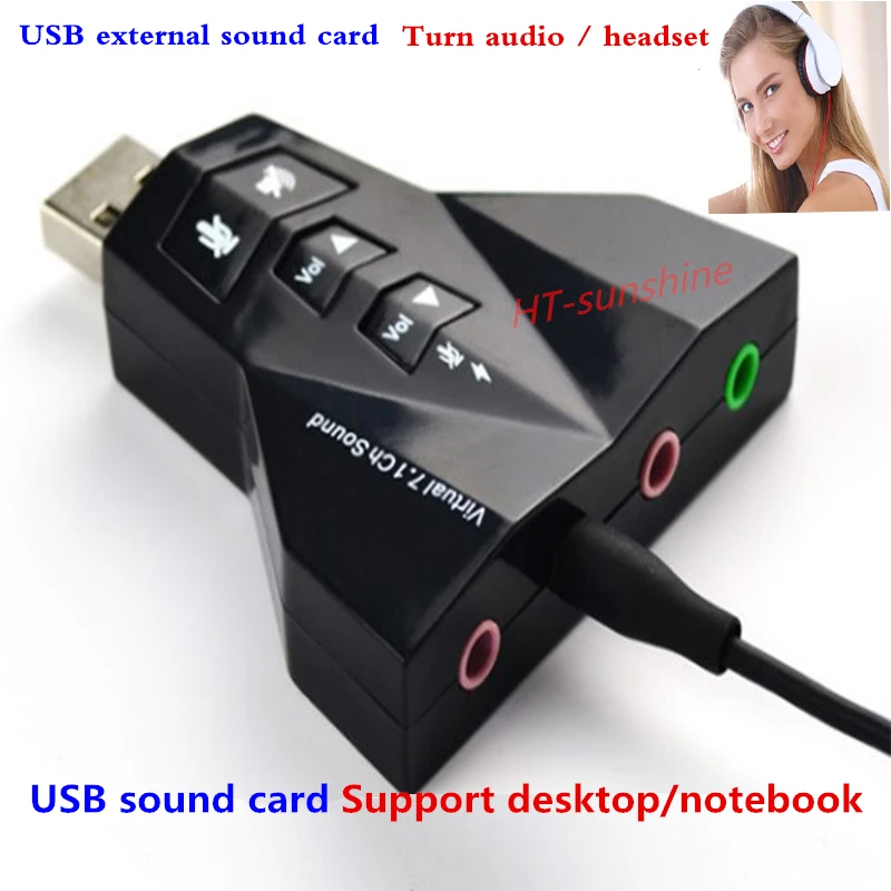 Free Mail Usb External Sound Card To Audio Headset Dual Stereo 7.1