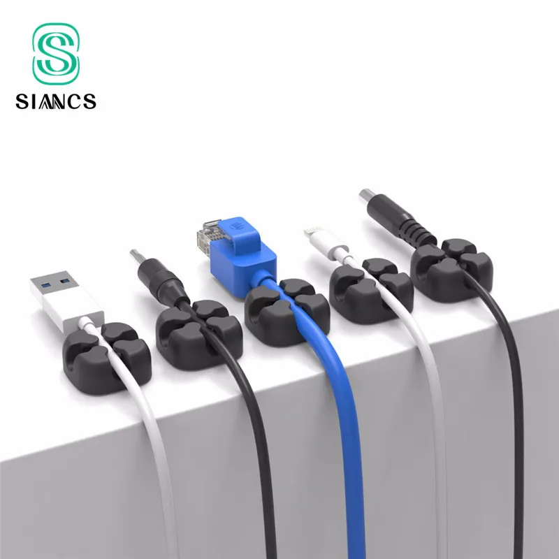 

SIANCS 1pcs Colorful Cable Winder Wire Storage Silicon Flexible Cable Management Clips Cable Holder USB Cable Ties Organizer