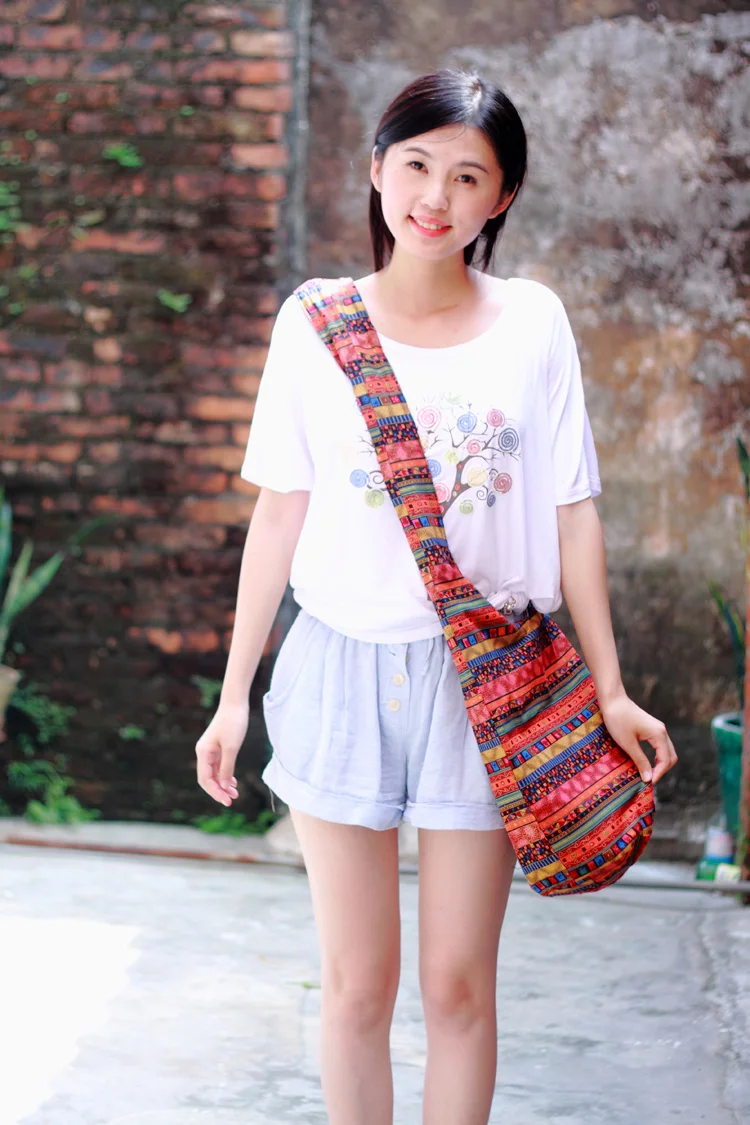  ethnic Sling Crossbody Shoulder Bag Purse Hippie Hobo Thai Cotton Gypsy Bohemian Large (5)