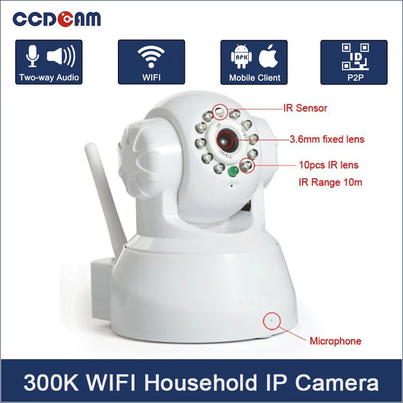 CCDCAM Wifi IP камера беспроводная CCTV P2P камера детский монитор безопасности P/T микро TF карта камера бесплатно IOS и Android приложение