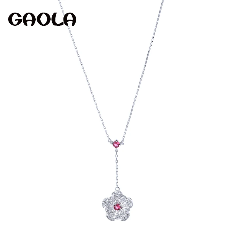 GAOLA новейшее роскошное AAA серебряное цветное CZ Цветочное Ожерелье-цепочка для