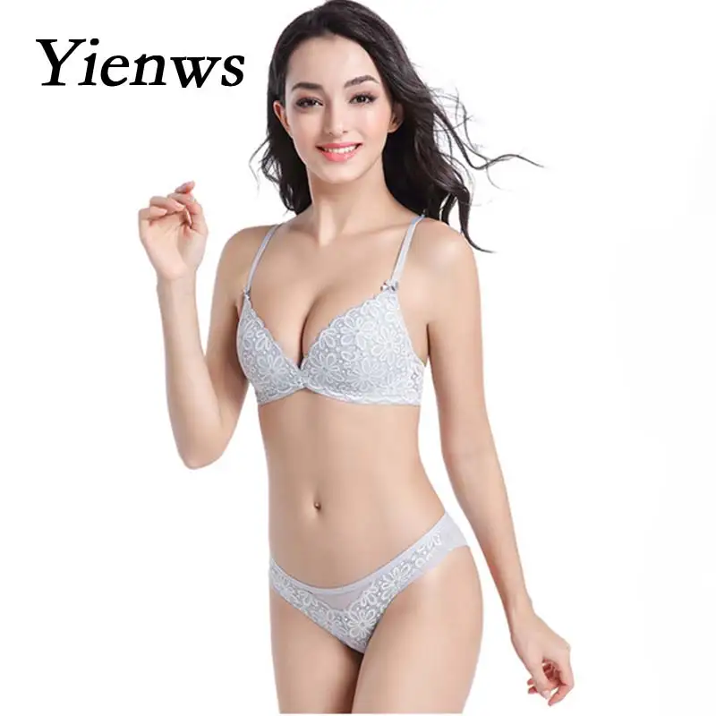 Yienws Lingerie Women Bra Set Flower Embroidery Wire Free Sexy Set Bra And Pany Munllure Balaloum Ywu067 Yienws Lingerie Women Bra Set Flower Embroidery Wire Free Sexy Set Bra And Pany Munllure Balaloum Ywu067
