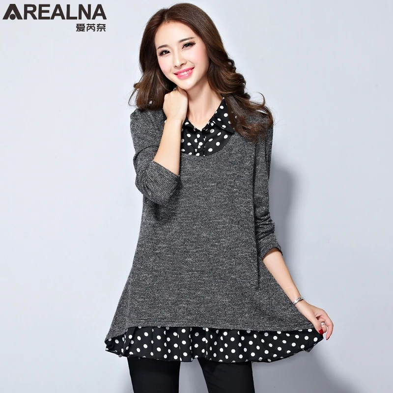 

Plus Size 5XL winter velvet Fake Two-Pieces Women blouses Clothing 2017 autumn Kimono Shirt Women Loose Knit Tops Blusas Mujer