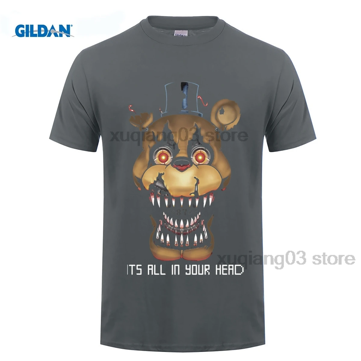 Футболка Mode бесплатно Verzending mannen Korte Mouw De Bite van 87 1987 FNAF nightster|Футболки| |