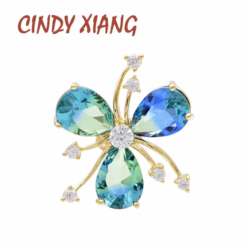 

CINDY XIANG Rainbow Cubic Zirconia Flower Collar Brooches Unisex Womenand Men Pin Suit Coat Brooch Copper Jewelry Kids Brooch