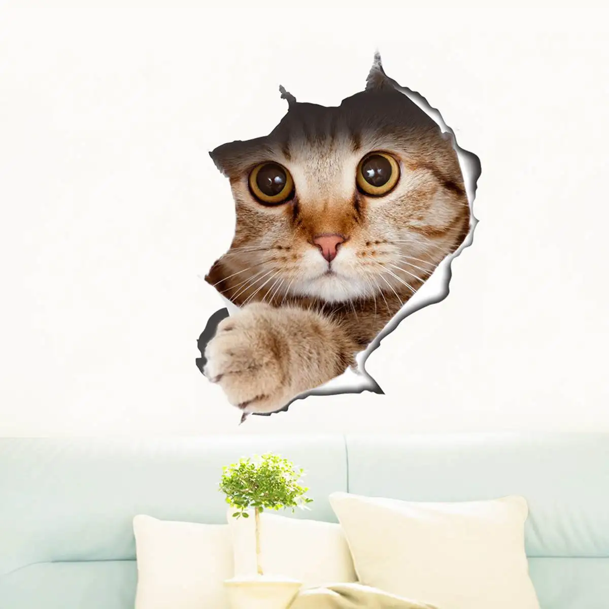 

Wall Animal Dog Cat 3D Printed Stickers Bathroom Home Toilet Commode Decal Room Decor Kids Room Decoration Wall Decals Sticker