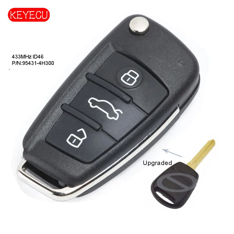 KEYECU Модернизированный Складной Дистанционный брелок 433 МГц ID46 чип для Hyundai H1 in ZA P/N