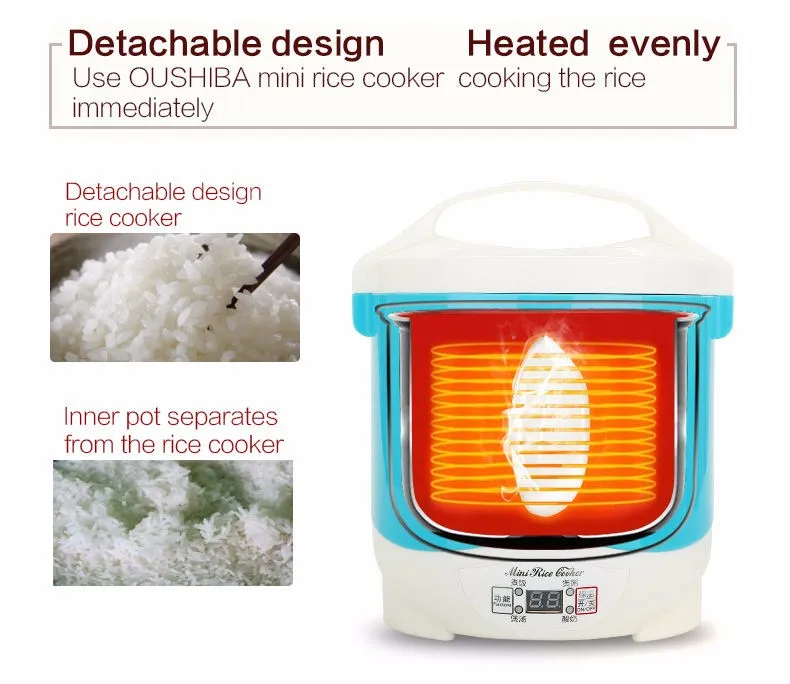 Портативная электрическая мини-рисоварка, маленькая бытовая техника для 1-2 человек, нагревательный Ланч-бокс, плита s 1.5L, внутренний горшок из нержавеющей стали