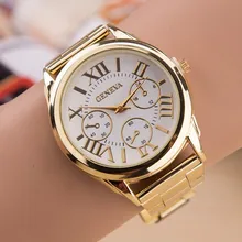 New Brand Relogio Feminino 3 Eyes Gold Geneva Casual Quartz Watch Women Stainless Steel Dress Quart