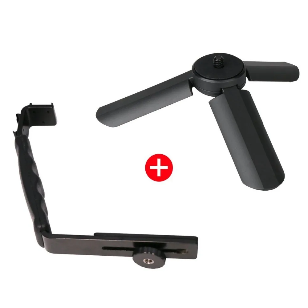 Il Supporto Del Microfono + Mini Treppiede Set, Heavy Duty Fotografia Staffa A L Con 2 Flash Standard Di Monti Hot Shoe Per Dji Osmo Mobile 2/Boya By-