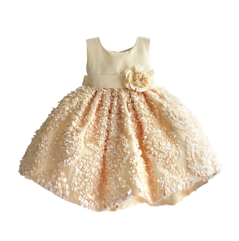 

Christmas Girl Party Dress Apricot Red Petal Princess Kids Children Dresses for Girls Clothes Ball Gown 1-6T