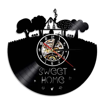 

1Piece House Sweet Love Garden Handmade Vinyl Record Wall Clock Vintage Art Decor Gift Relogio De Parede
