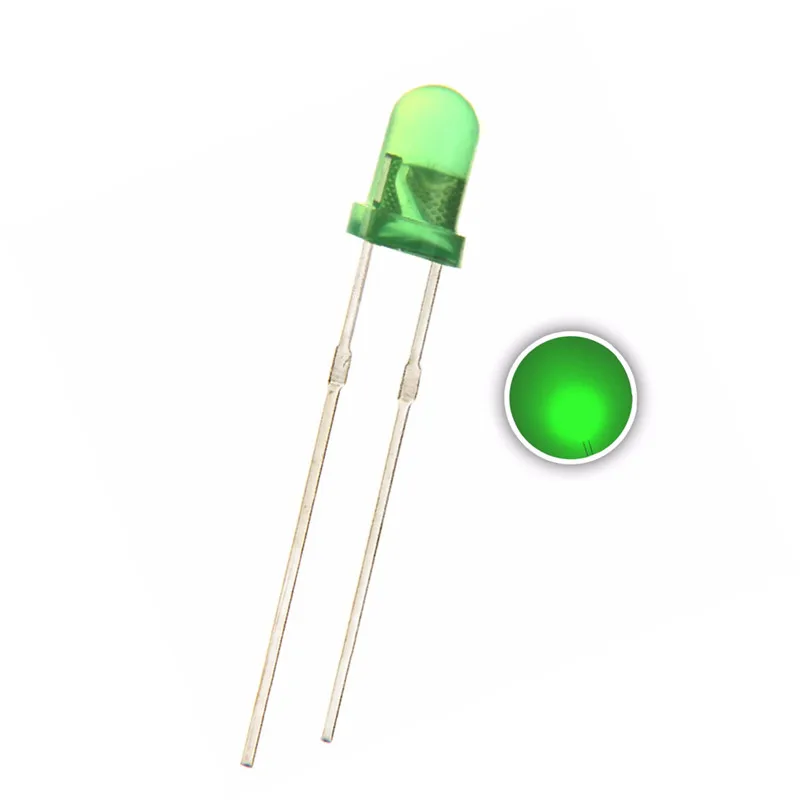 100PCS 3MM Green Diffused LED DIP-2 Round Head DC 3V 20mA Ultra Bright Lamp Light Beads | Лампы и освещение