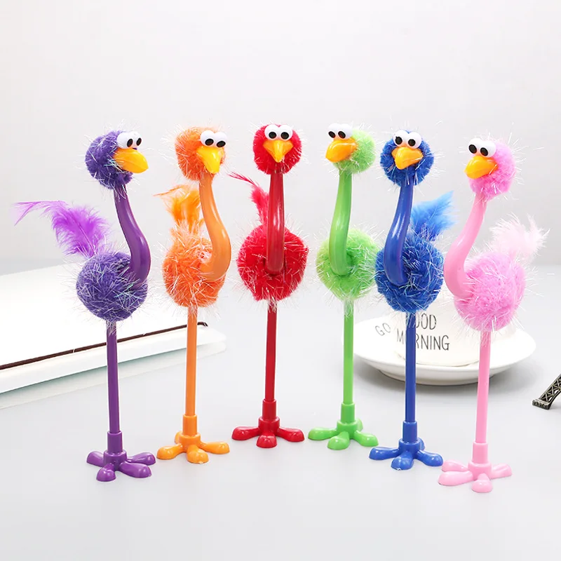 

1pc Cartoon Ball Point Pen Kawaii Children Gift Colorful Ostrich Ball Pen Students School Stationery Kids Creative Toy