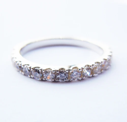 

Genuine Sterling Silver 2mm CZ Band Ring For Women