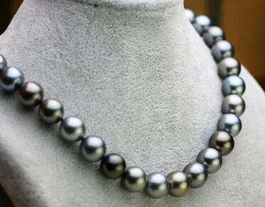 

Jew2413 stunning11-12mm tahitian peacock green multicolor pearl necklace 18inch (A0322)