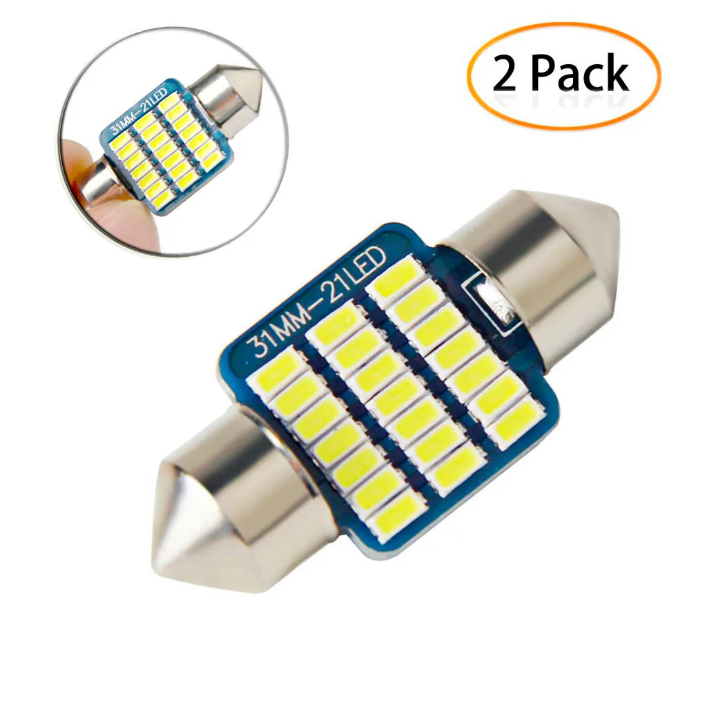 

2PCS 21LED Car Light Decoding Car Dome Internal Map Reading Light Bulb White License Plate Light Tail Light 31MM 3014 19Mar27