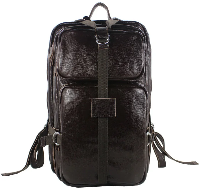 Large Black Leather Laptop Backpack