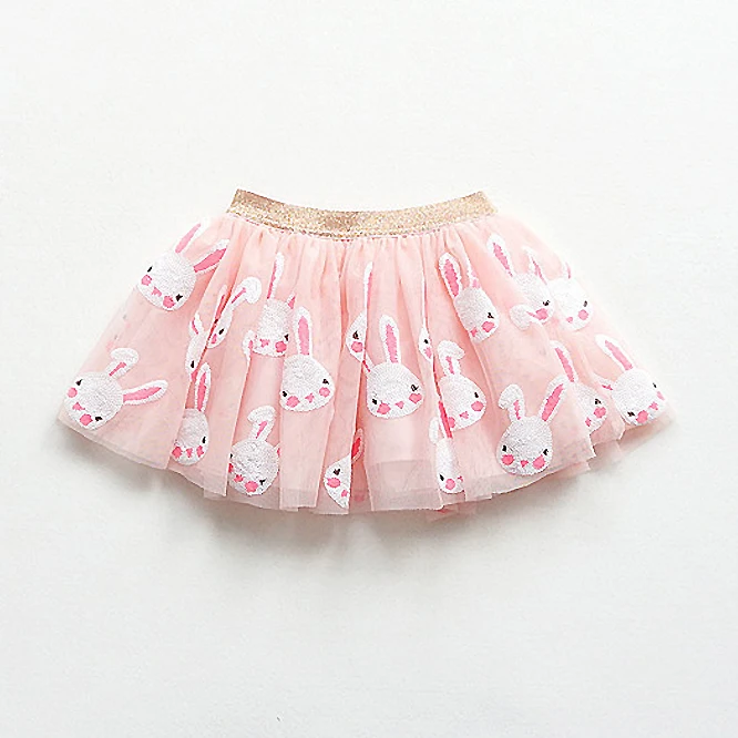 Милая бальная юбка для маленьких девочек детская одежда летняя демисезонная одежда детская сетчатая юбка с милыми кроличьими пайетками Новое поступление года - Цвет: Розовый