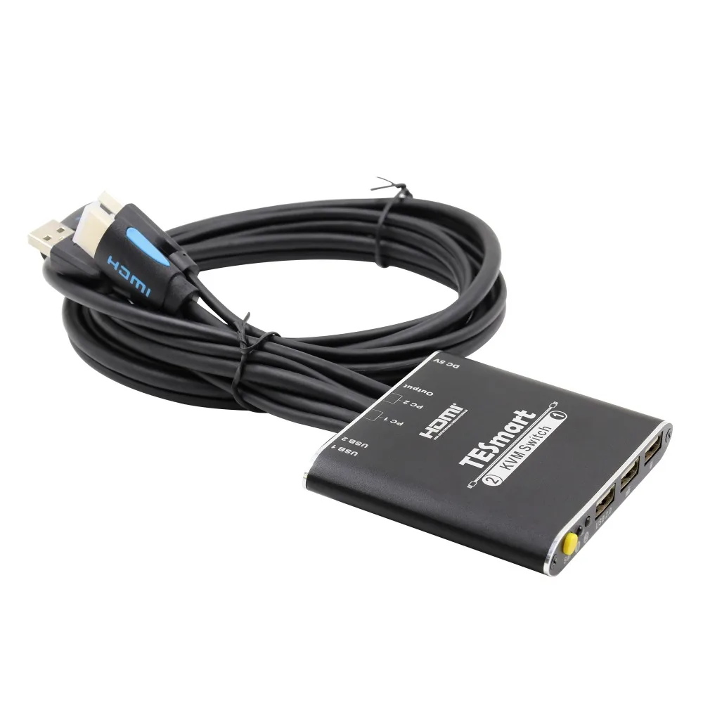 TESmart Новый высокое качество 2 порты и разъёмы USB HDMI Кабельный коммутатор kvm с дополнительной USB 2,0 Поддержка 4 к * (3840x2160)