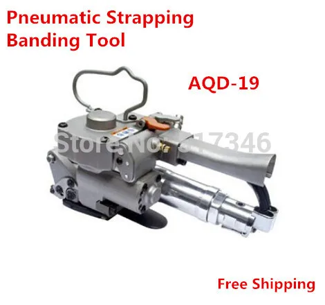

1pc AQD-19 Pneumatic Plastic Strapping Banding Tool PET/PP width13-19mm carton firction packing machine