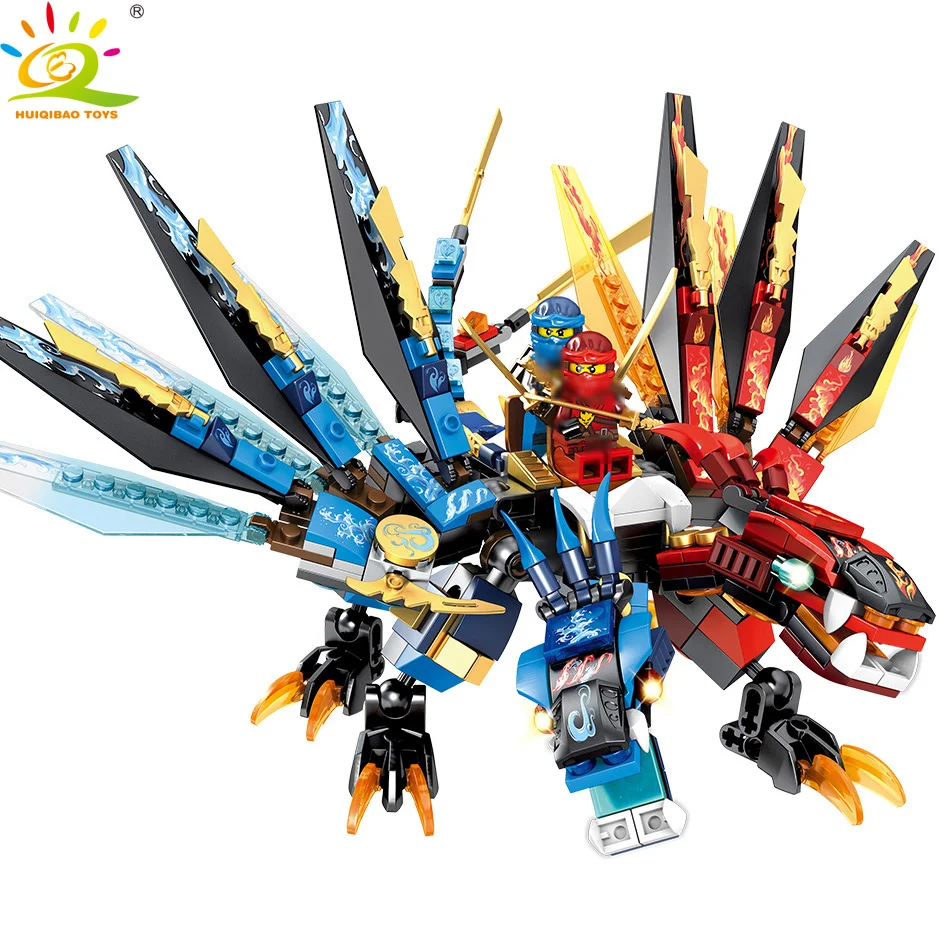 

HUIQIBAO TOYS 426pcs Double element dragon Building Blocks For Children Compatible Legoed Ninjagoed Kai Figures Bricks