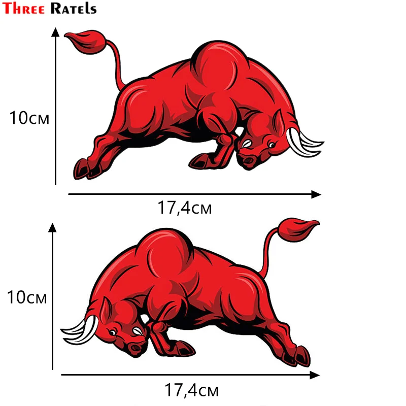 Three Ratels TZ-1295 17.7*15см 1-2 шт ПОДЪЕМНЫЙ КРАСНЫЙ БЫК стикеры наклейки на авто наклейки на машину JDM