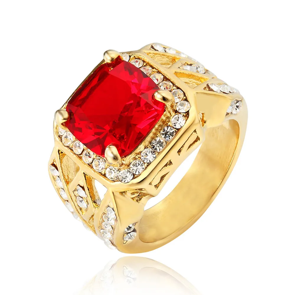 

Stainless Steel Mens Womens Cubic Zirconia Wedding Lover Gold Ring Engagement Ring