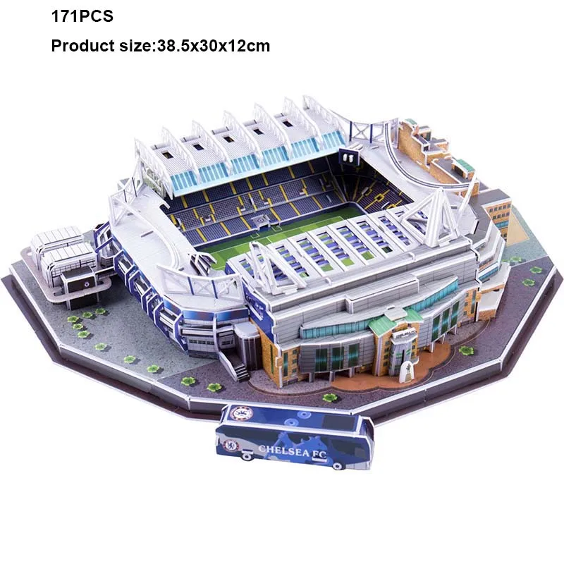 3D бумажный футбольный стадион головоломка Diy мировая архитектурная Клубная полевая модель обучающая игрушка коробка подарки на день рождения - Цвет: 100 with box
