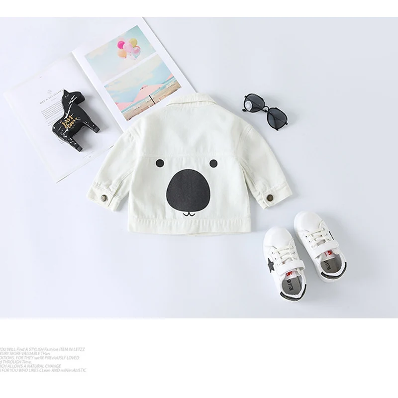 Baby Jacket Spring Long-Sleeve Kids Denim Print Dog Coat Casual Turn Down Collar
