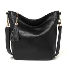 Горячая Распродажа Натуральная воловья кожа женские сумки Хобо с кисточками Большая вместительная Женская сумка через плечо женские сумки через плечо