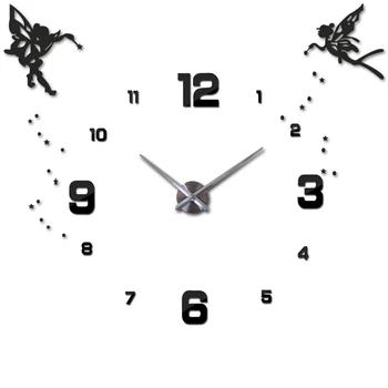 

Angel Large Wall Clock 3D DIY Digital Clock Acrylic Mirror Wall Sticker Oversize Kitchen Hanging Clocks Modern Design