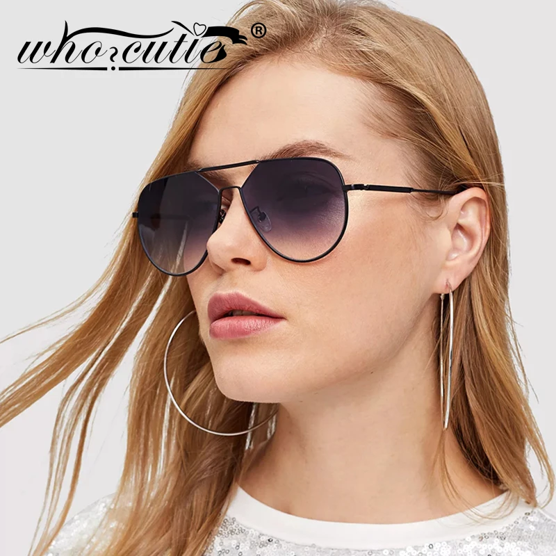 Модные негабаритные авиационные солнцезащитные очки для женщин фирменный дизайн Классическая оправа пилот градиентные линзы солнцезащитные очки выцветающие оттенки S004