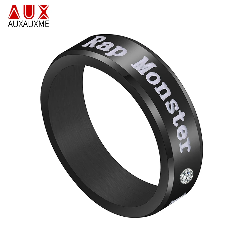 Auxauxme Titanium Steel Rap Monster Zircon Rings Gold Wedding Promise Ring For Women Men Engagement Jewelry Gift