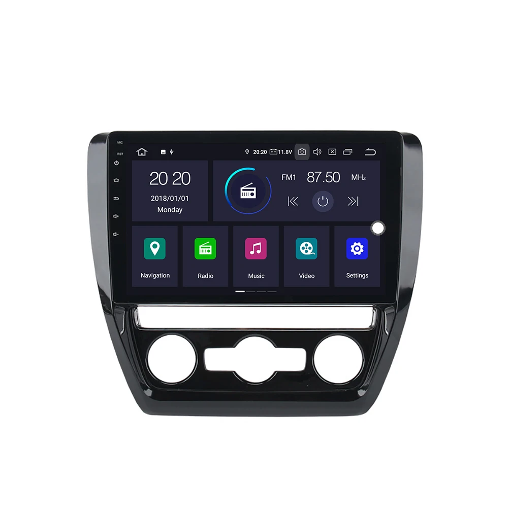 Perfect Android 9.0 Car 1 Din Radio for Volkswagen for Jett-a 2011 2012 2013 2014 2015 GPS 64GB ROM 10.2" Multimedia Touch Screen 1