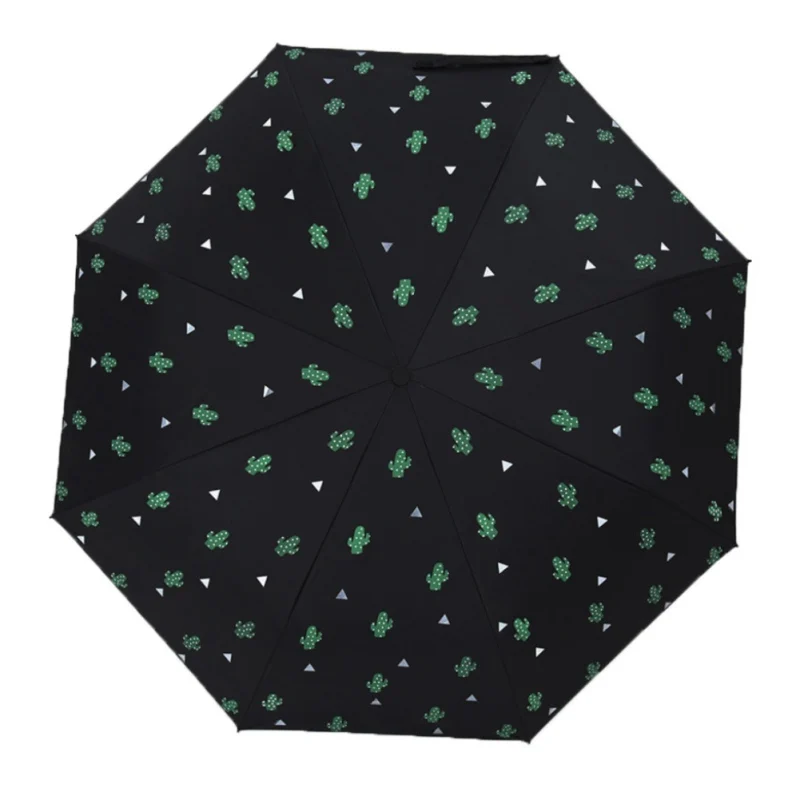 Солнцезащитный водонепроницаемый Солнечный дождливый зонтик милый стильный кактус Любовь Сердце самолет узор открытый зонтик бытовые товары на каждый день - Цвет: Черный