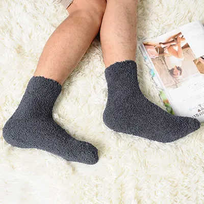 1 пара очень уютных кашемировых носков для мужчин и женщин, зимние теплые домашние Пушистые Носки для сна, Прямая поставка - Цвет: Iron Gray