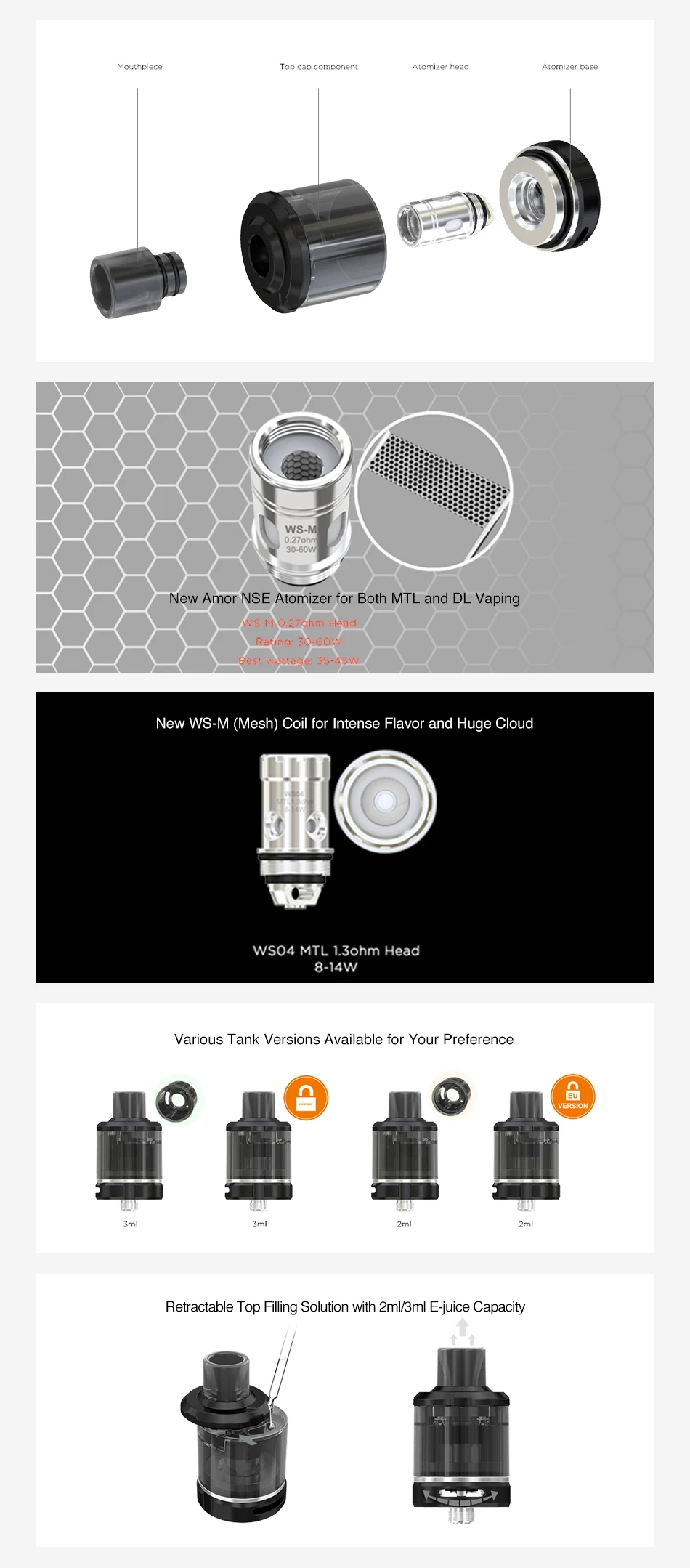 WISMEC Amor NSE Atomizer 2ml/3ml 