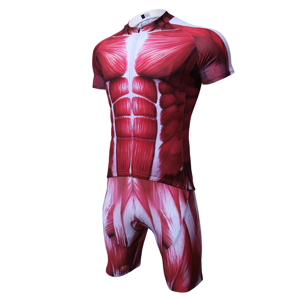 IRONANT Muscle Suit Велоспорт Джерси наборы с коротким рукавом летняя одежда для велоспорта Одежда для велоспорта с v-образным вырезом красная велосипедная рубашка