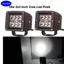 2 шт. 18 Вт Spot Led Фары Рабочего Освещения 12 В Двойственно Свет Лампы IP68 лодка Свет Off Road 4wd Грузовик F150 Tacoma Бампер Светодиодные Противотуманные фары