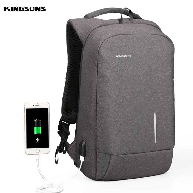

2019 Kingsons 15.6'' Men Laptop Backpack External USB Charge Antitheft Computer Backpacks Male Waterproof Bags